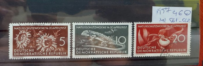 TS21 - Timbre serie DDR - 1957 Mi561-562 Flora si fauna