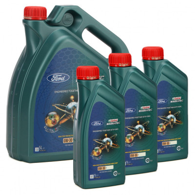 Set Ulei Motor Castrol Magnatec Ford 0W-30 D 5L 15D5FF + 3 Buc Ulei Motor Castrol Magnatec Ford 0W-30 D 1L 15D5FD foto