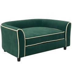 PawHut Canapea pentru C&acirc;ini, Pat Elegant pentru Animale de Companie, Canapea Modernă pentru C&acirc;ini de Talie Mică și Mijlocie, 79x56x35 cm, Verde &Icirc;nchis