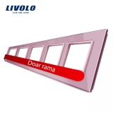 Cumpara ieftin Rama cvintupla Livolo din sticla roz pentru prize si module