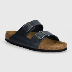 Birkenstock slapi de piele Arizona barbati, culoarea albastru marin, 1027033