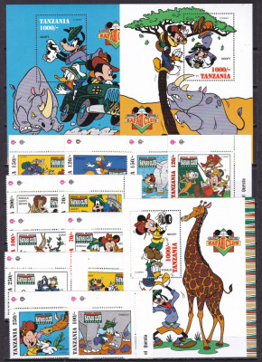 Tanzania 1994 Disney Safari MI 1908-19+3 bl.266,267,268 MNH w66 foto