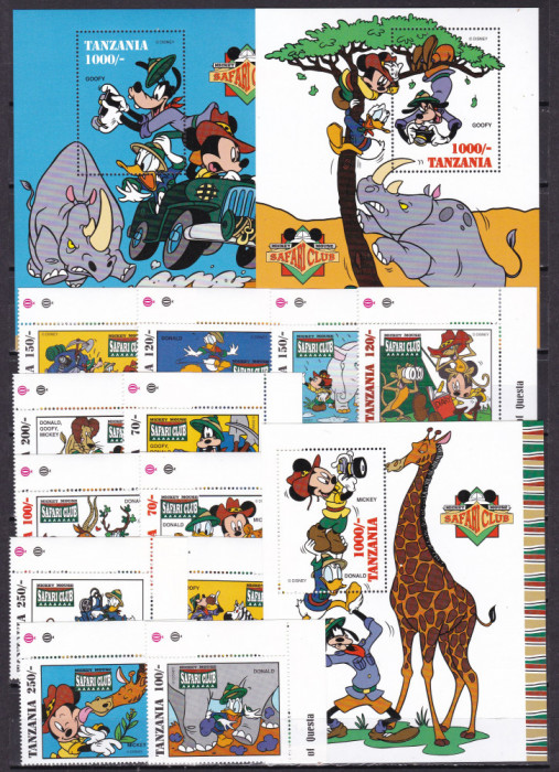 Tanzania 1994 Disney Safari MI 1908-19+3 bl.266,267,268 MNH w66