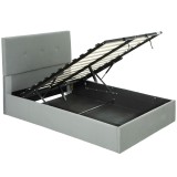 HOMCOM Double Ottoman Bed, Upholstered Storage Bed Frame with Gas Lift, Velvet Fabric Tufted Headboard, Wooden Slat Support, Mattress Not Included, Gr