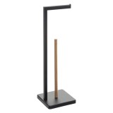 Suport hartie igienica 5Five Natureo, metal si bambus, 20x20x65 cm, negru Household NewTrend