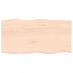 Blat masa 100x50x2 cm stejar masiv netratat contur organic foto