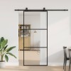 Ușă glisantă cu set de feronerie neagră 90x205 cm Sticlă ESG
