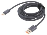 Cablu USB 2.0 A la C 2m negru textil 100W