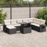 Cumpara ieftin Set mobilier de grădină cu perne, 9 piese, negru, poliratan