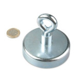 Magnet neodim oala &Oslash;75 mm, cu inel, putere 160 kg