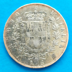 ITALIA 5 LIRE 1870 M BN VITORIO EMANUELE II ARGIN STARE FOARTE BUNA P