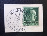 Germania / Deutsches Reich 1938 Fragment Comemorativ "Reichsparteitag 1938" (6+19 Rpf Verde &icirc;nchis) Ștampilat special N&uuml;rnberg 3.9.1938 - CKL2