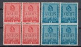 ROMANIA 1950 LP 274 AL III-LEA CONGRES GENERAL A.R.L.U.S. SERIA IN BLOC DE 4 TIMBRE STARE MNH, Nestampilat