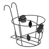 Suport ghiveci suspendabil din metal, cu modele florale, &Oslash;20.5x22.5 cm, Negru, CMCLASS
