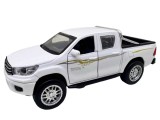 Mașinuță metalică Toyota Pickup 4x4 albă cu lumini sunete uși deschizabile și mecanism cu resort