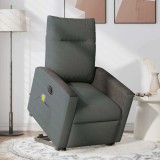 vidaXL Fotoliu electric masaj rabatabil cu ridicare, gri &icirc;nchis textil