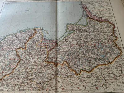Harta veche 1920, Konigsberg, Danzig, State baltice, stare perfecta, 60x45 cm foto