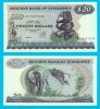 Zimbabwe (p#4) 20 Dollars 1994 UNC &#039;Fum și Tunet&#039; serie: DA7438722W
