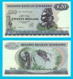 Zimbabwe (p#4) 20 Dollars 1994 UNC &#039;Fum și Tunet&#039; serie: DA7438722W