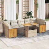 Gossi set canapele gradina cu perne 8 piese bej poliratan/lemn acacia