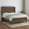 vidaXL Pat cu arcuri, saltea și LED, maro &icirc;nchis, 140x200 cm, textil 3138400