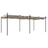 Pergola cu acoperis retractabil, gri taupe, 589x292x230 cm
