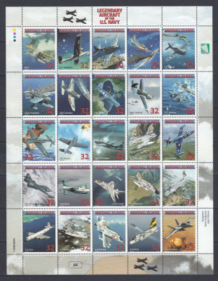 Marshall Islands 1997 - AVIOANE LEGENDARE US AIR NAVY- Bloc 25 val. dif. - MNH foto