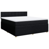 Cumpara ieftin Pat box spring cu saltea, negru, 180x200 cm, catifea