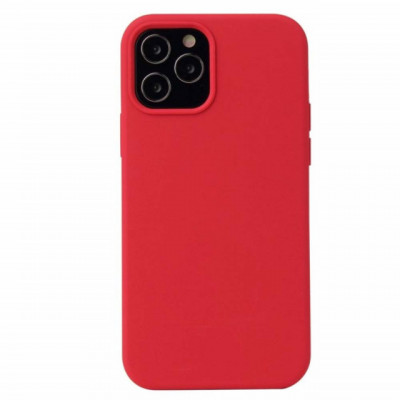 Carcasa de protectie iPhone 12, piele ecologica cu microfibra, rosu foto