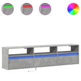 Cumpara ieftin Comoda TV de perete cu lumini LED, gri beton, 180x31x45 cm