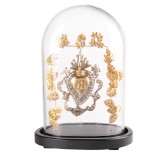 Cumpara ieftin Decoratiune lemn negru metal auriu sticla 26x16x37 cm
