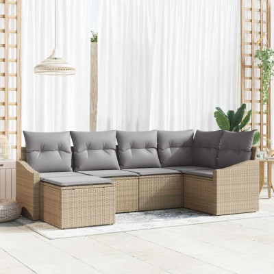 vidaXL Set de canapele pentru grădină 6 pcs Bej Rattan poli 3346790 foto