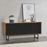 Comoda Mariestad cu 4 usi efect lemn nuanta inchisa/negru [en.casa] HausGarden Leisure
