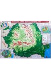 Romania. Harta fizica + Harta repartitiei oraselor