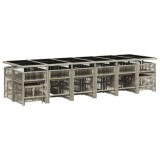 Cumpara ieftin Set mobilier de gradina cu perne 17 piese gri deschis poliratan