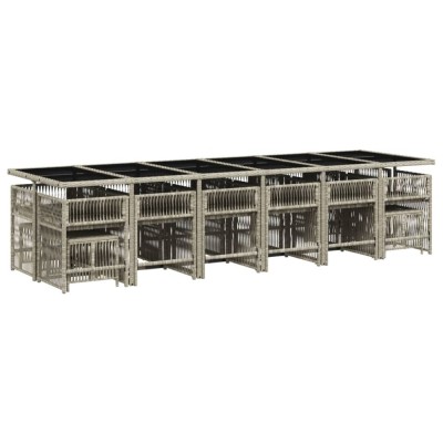 Set mobilier de gradina cu perne 17 piese gri deschis poliratan foto