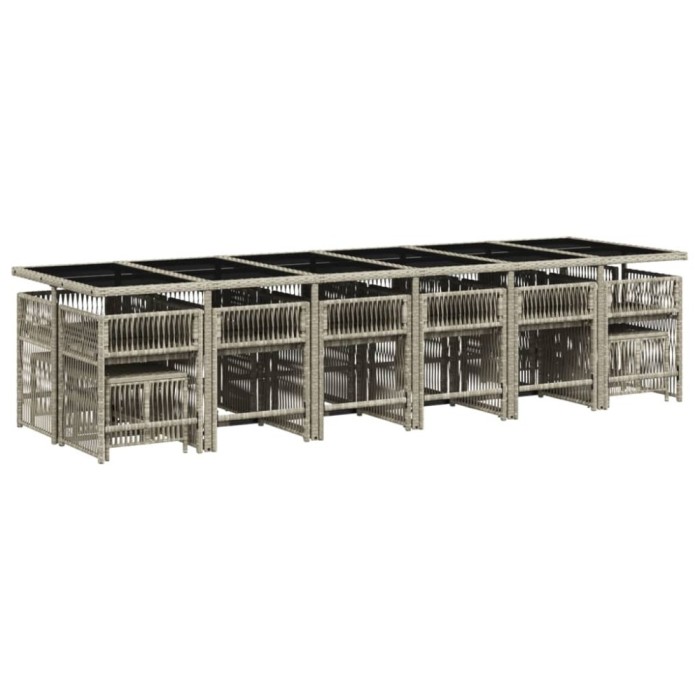 Set mobilier de gradina cu perne 17 piese gri deschis poliratan