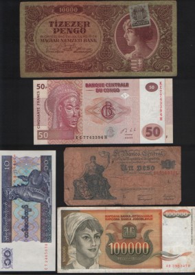 Set 5 bancnote de prin lume adunate (cele din imagini) #174 foto