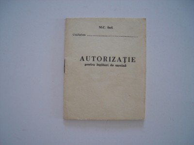 Autorizatie pentru legatori de sarcina, 1992, necompletat foto