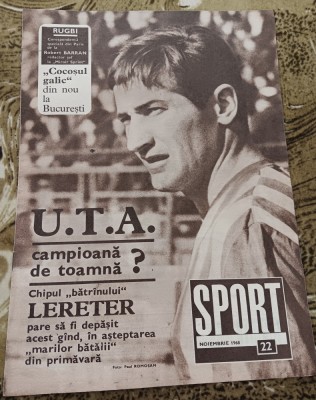 myh 110 - Revista SPORT - nr 22/noiembrie 1968 - Progresul Bucuresti foto