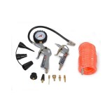 Cumpara ieftin Set 10 accesorii HECHT 002026, pentru compresor pistol simplu de umflat, pistol cu manometru, furtun spiralat 5 m, adaptoare