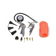 Set 10 accesorii HECHT 002026, pentru compresor pistol simplu de umflat, pistol cu manometru, furtun spiralat 5 m, adaptoare