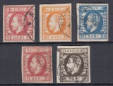 ROMANIA 1871/72 LP 30 LP 31 LP 31b LP LP 32 LP 33 REGELE CAROL I CU BARBA EMISIUNEA I SERIE NEDANTELATA STAMPILATA, Stampilat