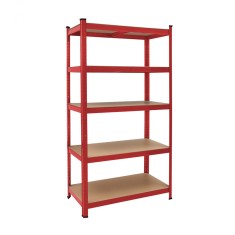 Raft depozitare 5 etajere, Reglabil, 875 kg, Rosu, 180 x 90 x 40 cm