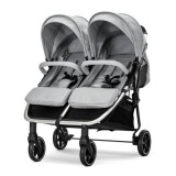 Carucior pentru gemeni, Lorelli Duo, pana la 22 kg , cadru din aluminiu, spatar reglabil pozitii multiple, geanta inclusa, Grey
