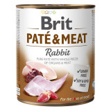 Brit Pate &amp; Meat, Iepure, Conservă hrană umedă fără cereale c&acirc;ini, (pate cu bucăți de carne), 800g