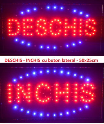 Reclama LED - Deschis Inchis - de interior, 48 x 25cm foto