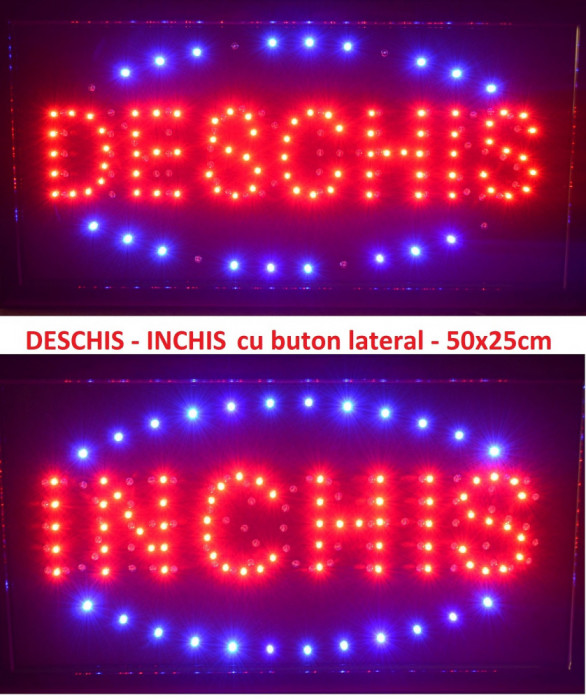 Reclama LED - Deschis Inchis - de interior, 48 x 25cm