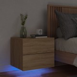 Noptiera montata pe perete cu lumini LED, stejar sonoma GartenMobel Dekor, vidaXL