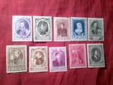 Serie Belgia 1941 - Portrete Regi , Regine 10 valori nestampilate , mici pete pe guma
